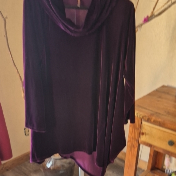 HOLIDAY SALE Soft Surroundings Rich Purple Velvet Tunic With Cowell Neck - Picture 4 of 5
